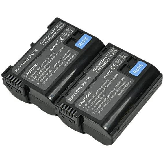 [2 Pack] x EN-EL15 Battery for Nikon D7000 D7100 D7200 D610 D600 D750 D800 D810 OZ - Battery Mate