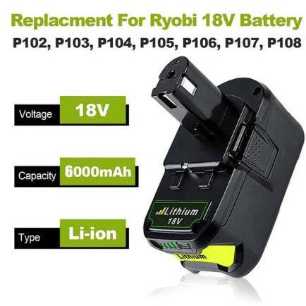 2023）2Pack P108 RB18L50 18V 5.0Ah Li-ion Replacement for Ryobi 18v Battery  One & P117 Dual Chemistry IntelliPort Ryobi Battery Charger Li-Ion for Ryobi  ONE+ Battery P102 P105 P107 P108…: : DIY 