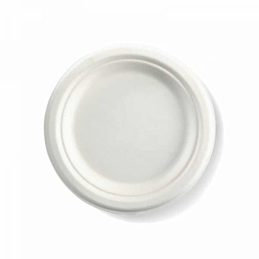 250 Pack | 7″ Round Plate Sugarcane Dinner Plate - Battery Mate