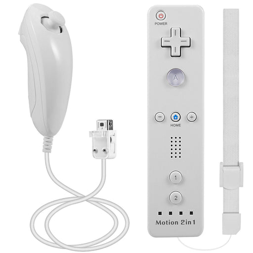 2in1 Built-in Motion Plus Remote Nunchuck Controller For Nintendo Wii - Battery Mate