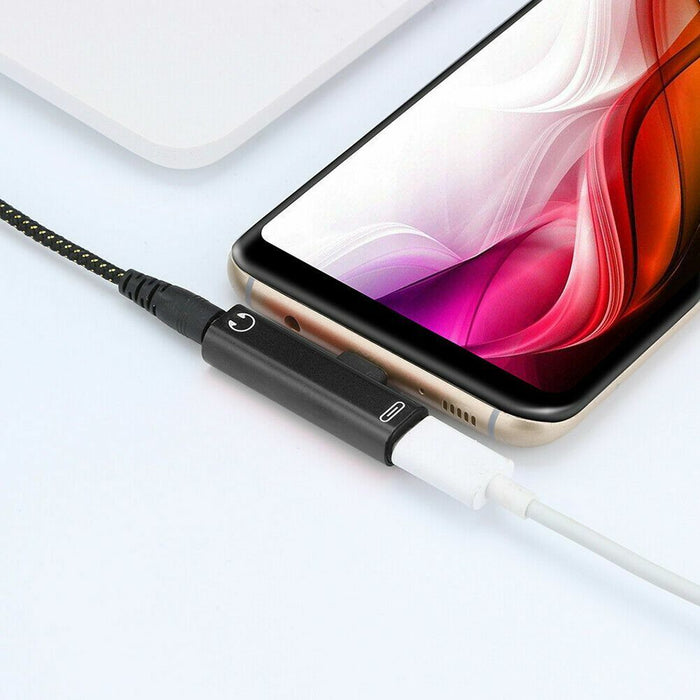 2in1 USB C Type-C to 3.5mm Headphone Jack AUX & Sync Data & Charge Cable Adapter - Battery Mate