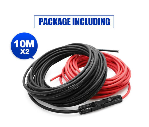 2x 10m Extension Cable Wire Connectors Solar Panel to regulator Cable 4mm2 - Battery Mate