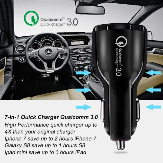 3 Port USB PD Quick Fast Car Charger QC3.0 Adapter Cigarette Lighter Socket - Battery Mate