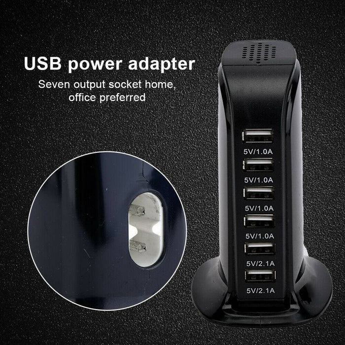 30W 6 Multi USB Port Travel Charger Desktop Charging Station Fast Power Adapter - Battery Mate