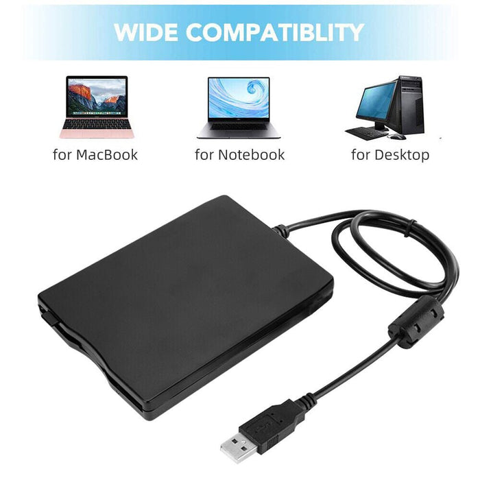 3.5 inch USB Mobile Floppy Disk Drive Portable 1.44MB External FDD Reader for PC - Battery Mate