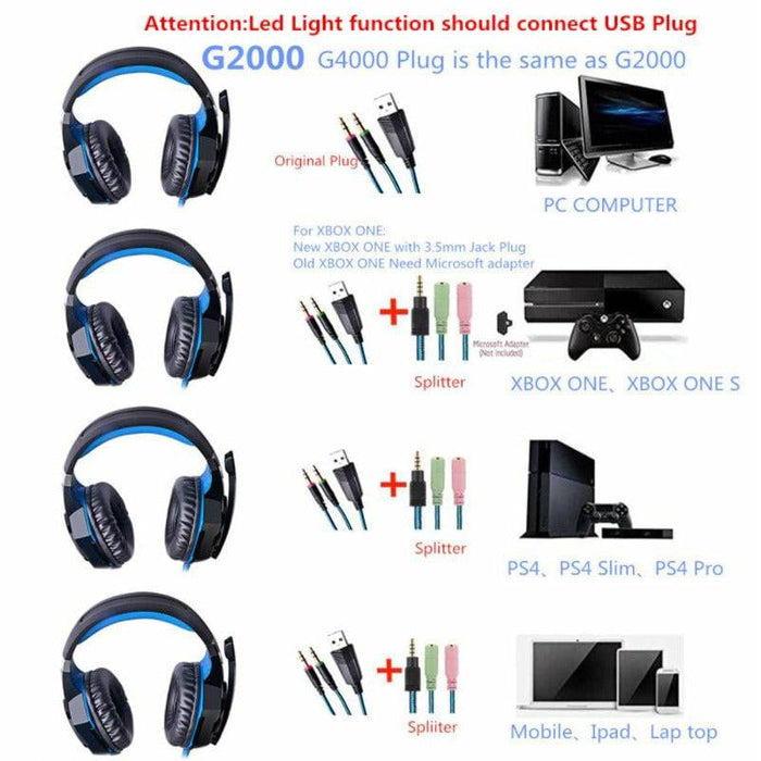 3.5mm Gaming Headset MIC NEW Headphones Surround for PC Mac Laptop PS4 Xbox One - Battery Mate
