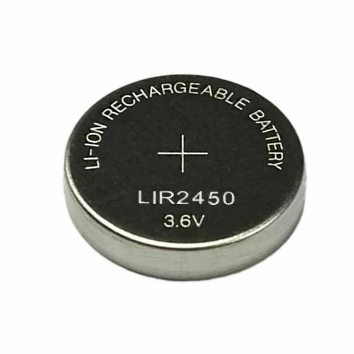 3.6V LiR2450 Rechargeable Coin Button Cell Battery Li-ion replaces CR2450 - Battery Mate