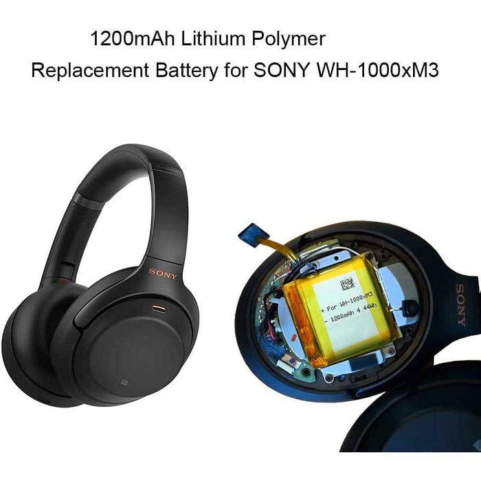 3.7v 1200mAh Battery Replacement for Sony WH-1000XM3 Wireless Bluetooth Headphones, fits Sony Wh1000xm3 Headset Battery - Battery Mate