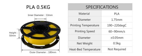3D Printer Filament PLA 0.5kg- Black - Battery Mate