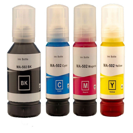 4-Pack Compatible Epson T502 EcoTank Ink Bottles [BK+C+M+Y] - Battery Mate