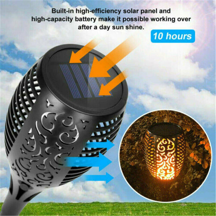 4 Pack Flame Solar Torch Light Waterproof Flickering Dancing Garden Lantern Lamp - Battery Mate
