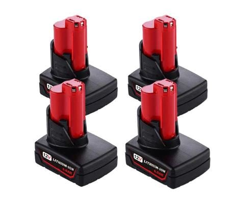 [4 Pack] Milwaukee M12 Compatible 6.0Ah Batteries - Battery Mate