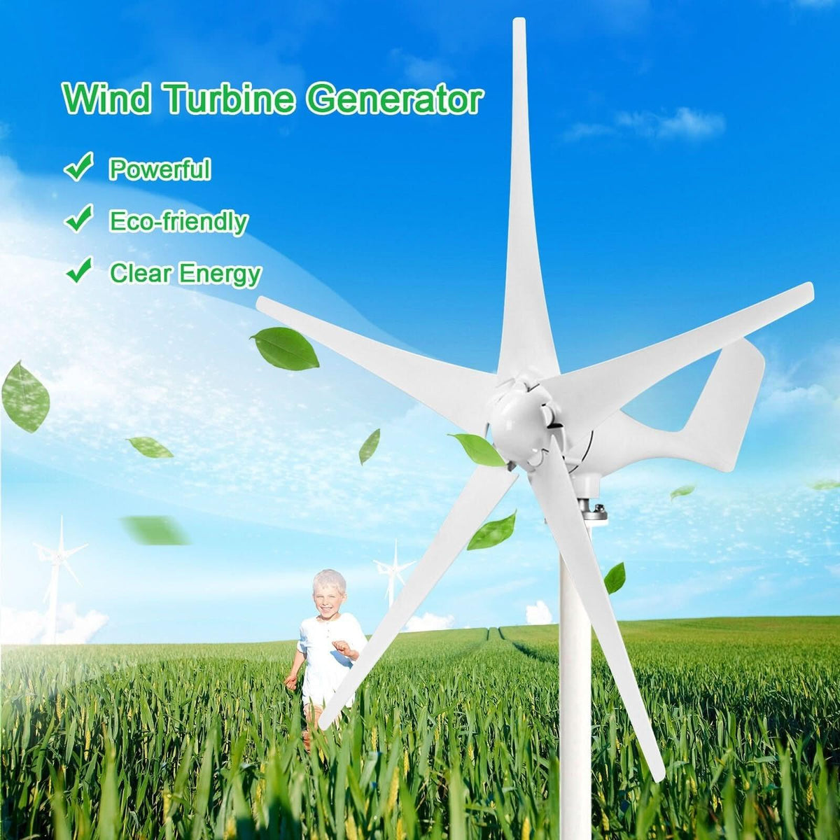 400W DC 12V 5 Blades Wind Turbine Generator With Charger Controller ...