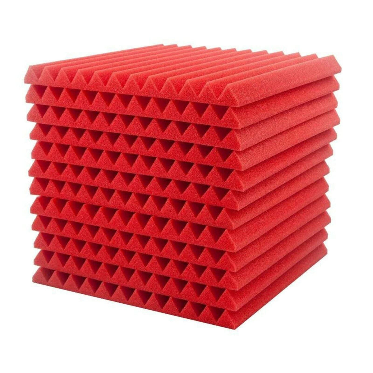 48 Acoustic Soundproof Foam Sound Absorbing Panels 30×30×2.5cm Red — Battery Mate