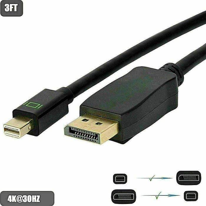 4K 1.8M Mini DisplayPort to Display Port DP 6FT Cable For MacBook Pro Air Mac - Battery Mate