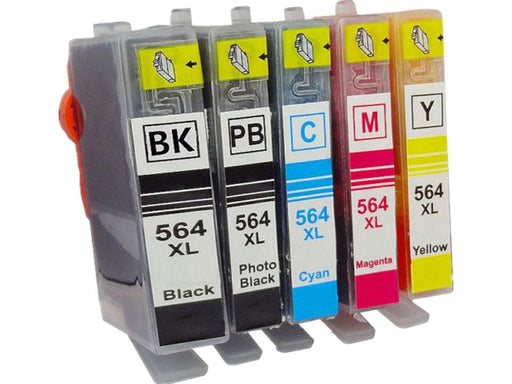 5 Pack (1BK,1PBK,1C,1M,1Y) Compatible Ink for HP 564XL for HP Photosmart 7510-C311a - Battery Mate
