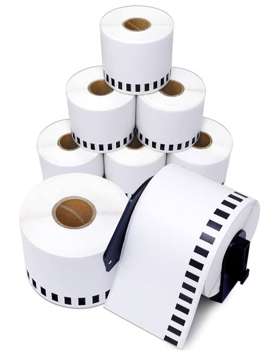 5 Rolls | Compatible Brother DK-22205 62mm x 30.48m(2-3/7" x 100') Continuous Length Paper Tape Labels With Out Cartridge - Battery Mate