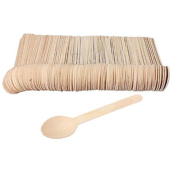 500 Pack | Eco Friendly Wooden Cutlery Spoon Natural - Battery Mate