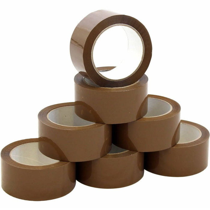 6 Pack | Brown Packing Tape Packaging Adhesive House Moving Tapes - Battery Mate