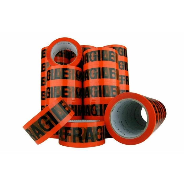 6 Rolls Fragile Packaging Tape Heavy Duty Sticky Packing Adhesive Thickness 45 Micron [48mm x 75 metres] - Battery Mate