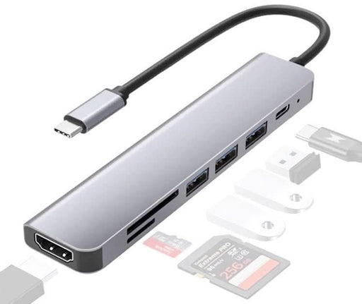 7-in-1 USB-C Hub Adapter Type-C Hub HDMI For MacBook Pro Air iPad Pro Laptop - Battery Mate