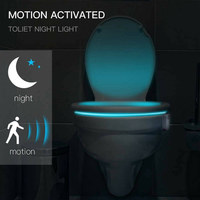 8 Colors Toilet Bowl LED Night Light Motion Activated Seat Sensor Lamp Bathroom - Battery Mate