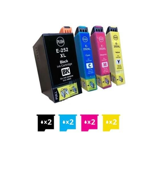8 Pack Epson 252XL Compatible Ink Cartridges [C13T253192-C13T253492 ...