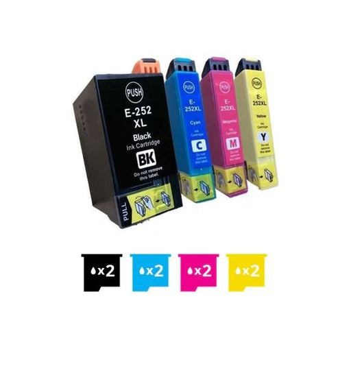 8 Pack Epson 252XL Compatible Ink Cartridges [C13T253192-C13T253492] [2BK,2C,2M,2Y] Our Price: In - Battery Mate