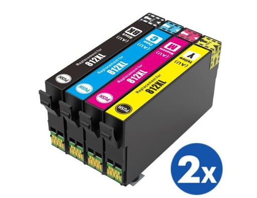 8 Pack Epson 812XL (C13T05E192-C13T05E492) Compatible High Yield Ink Cartridge Combo [2BK,2C,2M,2Y] - Battery Mate