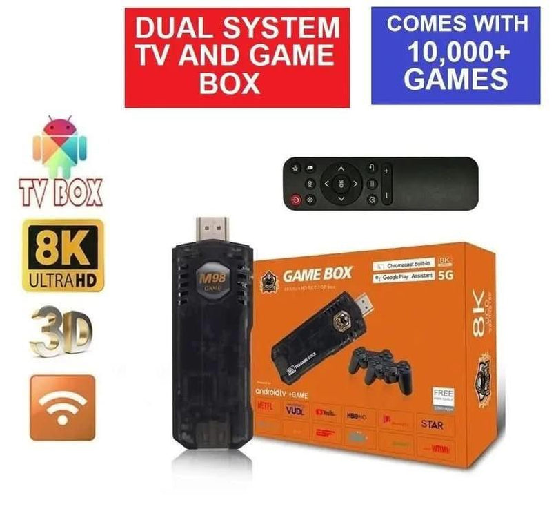 8K Video Quad-core Android TV Box 10000+ Game Console Retro Stick Dual ...