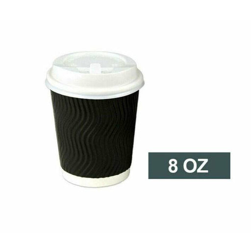8oz (Small) 100pcs Disposable Coffee Cups Bulk Takeaway Paper Triple Wall Take Away - Battery Mate