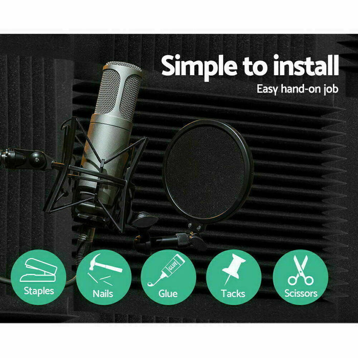 96 Pack | Acoustic Soundproof Foam Sound Absorbing Panels 30×30×5cm - Battery Mate