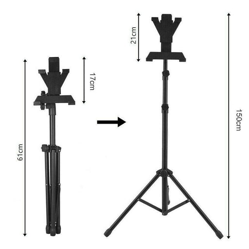 Adjustable Floor Bed Tripod Stand Carrying Music Bracket for iPad 7-12" Tablets - Battery Mate