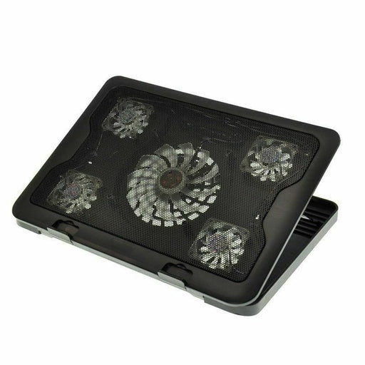 Adjustable Height Laptop Notebook Rapid Cooling Pad 5 Fans LED Fit 7"-17" - Battery Mate