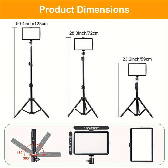 Adjustable Tripod Stand, Color Filters, and Dimmable 5600K USB LED Video Light for Tabletop/Low-Angle Shooting, Zoom/Video Conference Lighting, Game Streaming, and YouTube Video Photography - Battery Mate