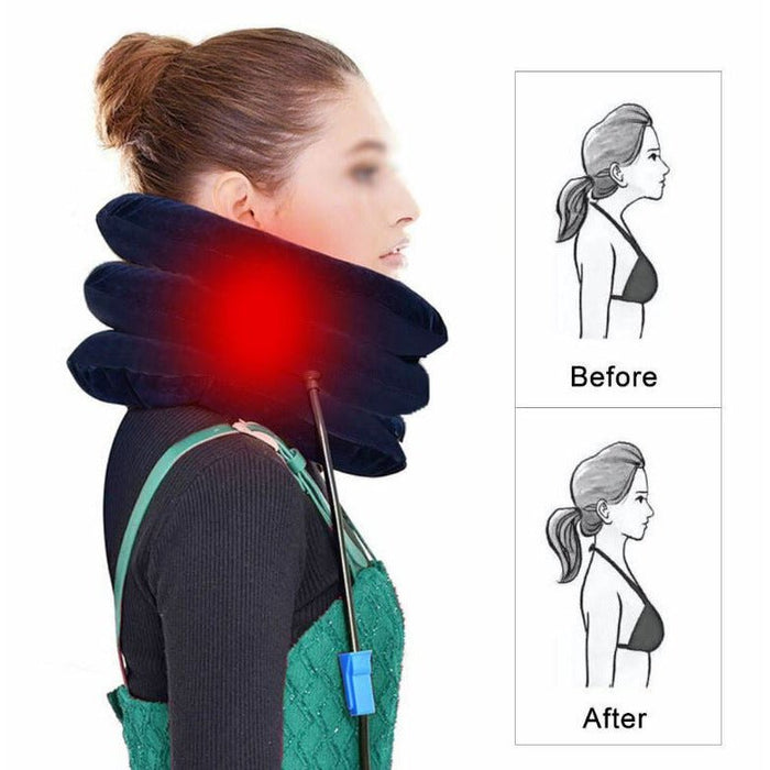 Air Inflatable Neck Pillow Head Cervical Traction Support Stretcher Pain Relief - Battery Mate
