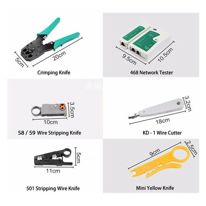 Analyzer Network Cable Tool Kit LAN Crimper Down Wire Stripper Cat5 6 RJ45 BAG - Battery Mate