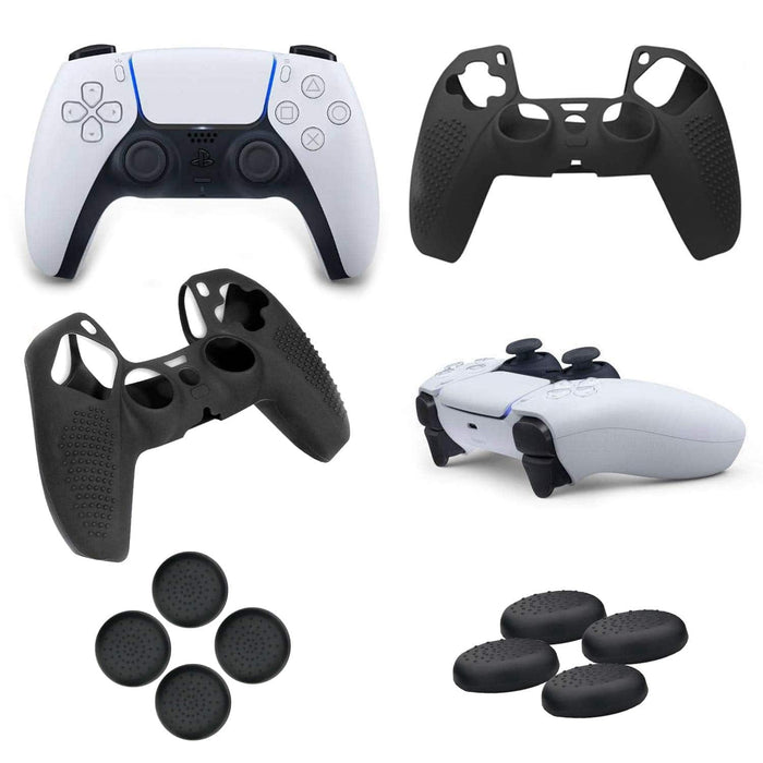 AU Silicone Skin Case Cover and 10 Grip Caps For Sony PS5 Controller Accessories - Battery Mate