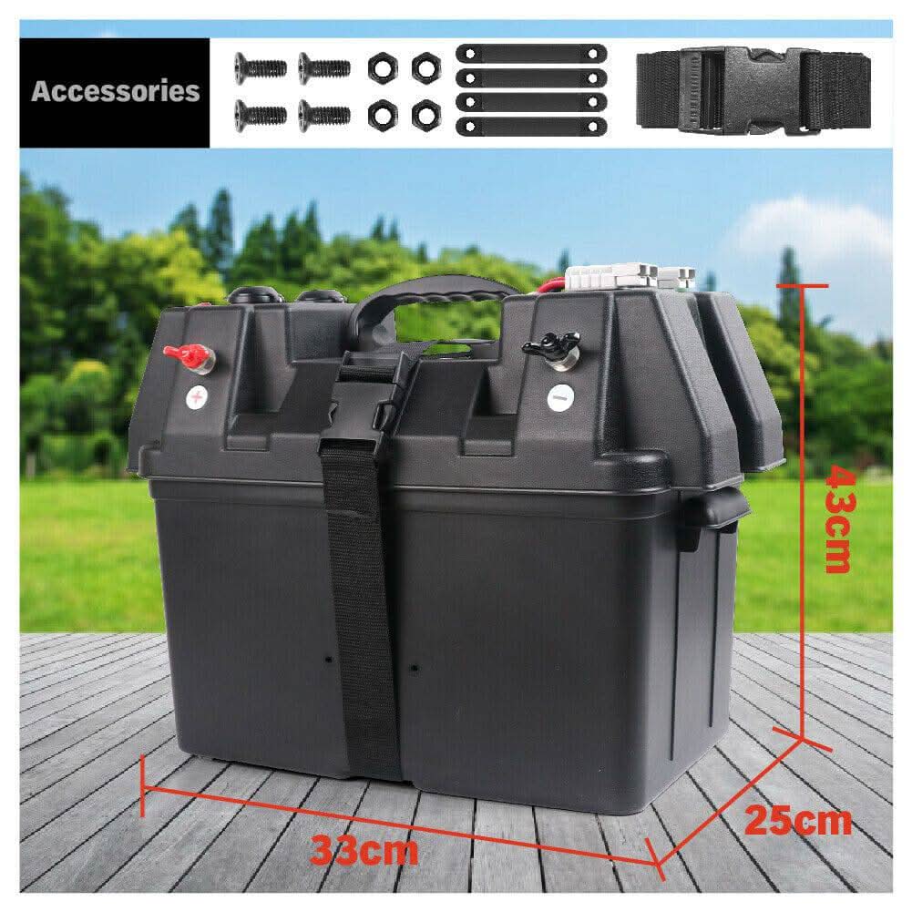 Battery Box 12V Portable Deep Cycle Power Marine Solar USB Camping