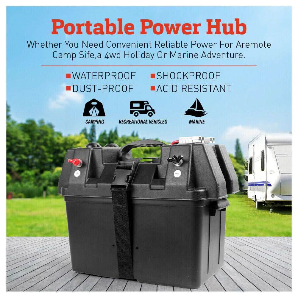 Battery Box 12V Portable Deep Cycle Power Marine Solar USB Camping