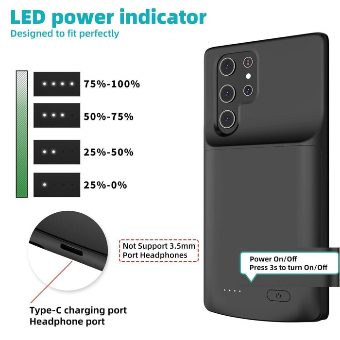 Battery charger case For Samsung Galaxy S23 Ultra Power Bank cover - Battery Mate