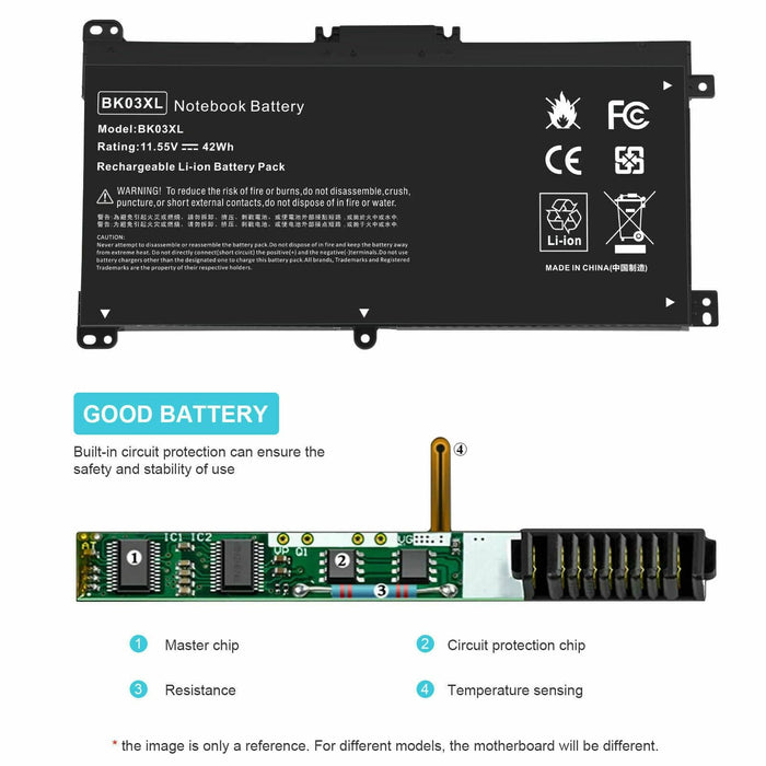BK03XL Compatible Battery for Hp Pavilion x360 14-ba series HSTNN-UB7G TPN-W125 916366-541 - Battery Mate