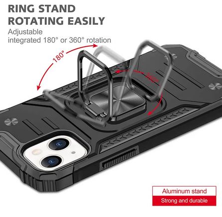 Black Shockproof Ring Case Stand Cover for iPhone 11 - Battery Mate