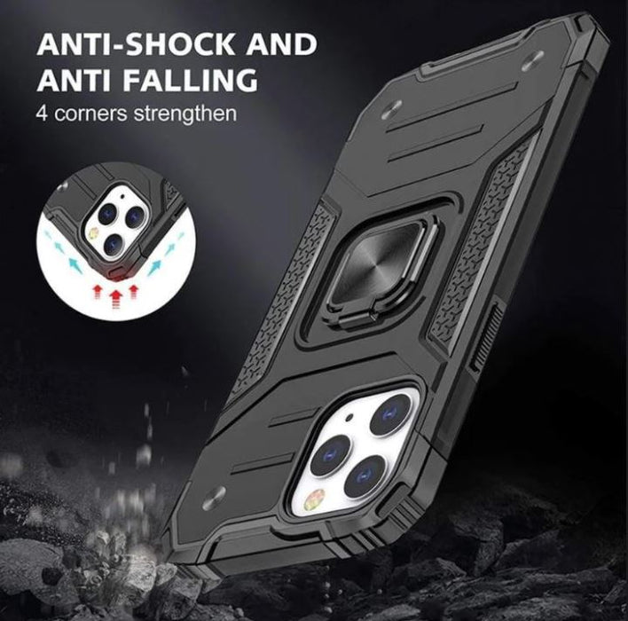 Black Shockproof Ring Case Stand Cover for iPhone 12 Pro - Battery Mate