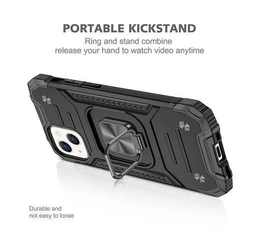 Black Shockproof Ring Case Stand Cover for iPhone 14 ProMax - Battery Mate