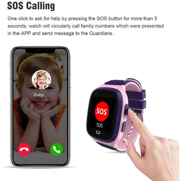Blue | 4G Kids Smart Watch GPS Tracker WIFI SOS Camera Video Call Smartwatch Gifts - Battery Mate