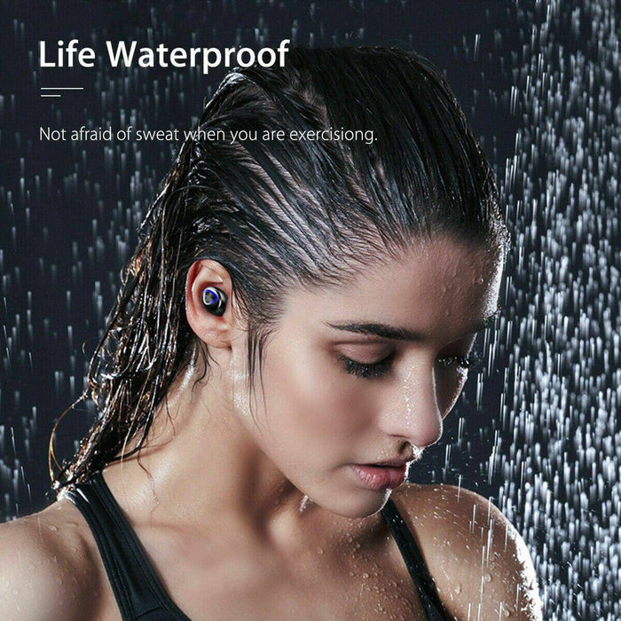 Bluetooth 5.0 Headset TWS Wireless Earphones FULL Earbuds Stereo Bass Headphones - Battery Mate