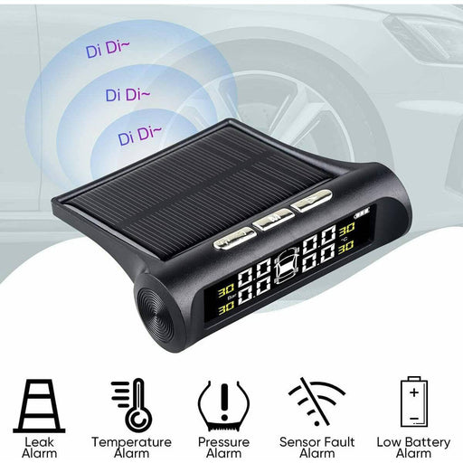 Car TPMS Solar Wireless Tire Tyre Pressure Monitor System LCD Tester+4 Sensors - Battery Mate