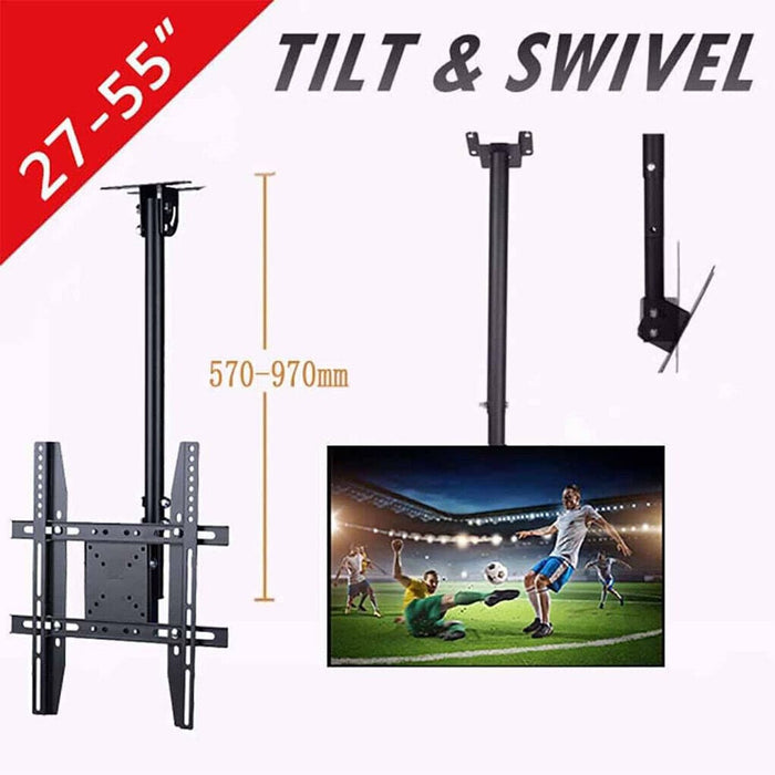 Ceiling Wall Mount TV Bracket 30- 65" with Tilt Feature & 180 Rotate For Samsung LG Sony - Battery Mate