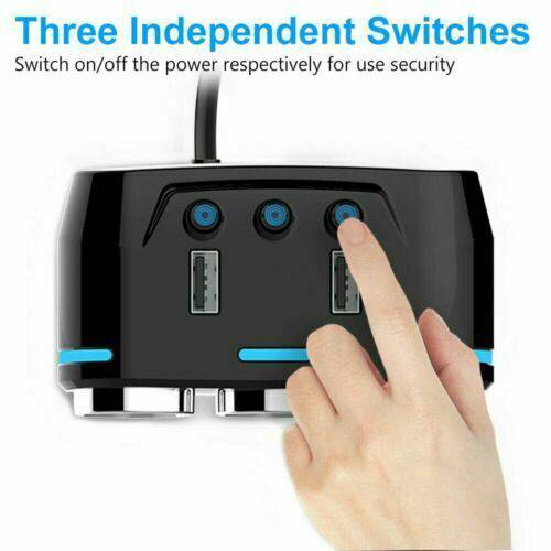 Cigarette Lighter Adapter 3x Multiple Ports + 2 USB Car Charger - Battery Mate